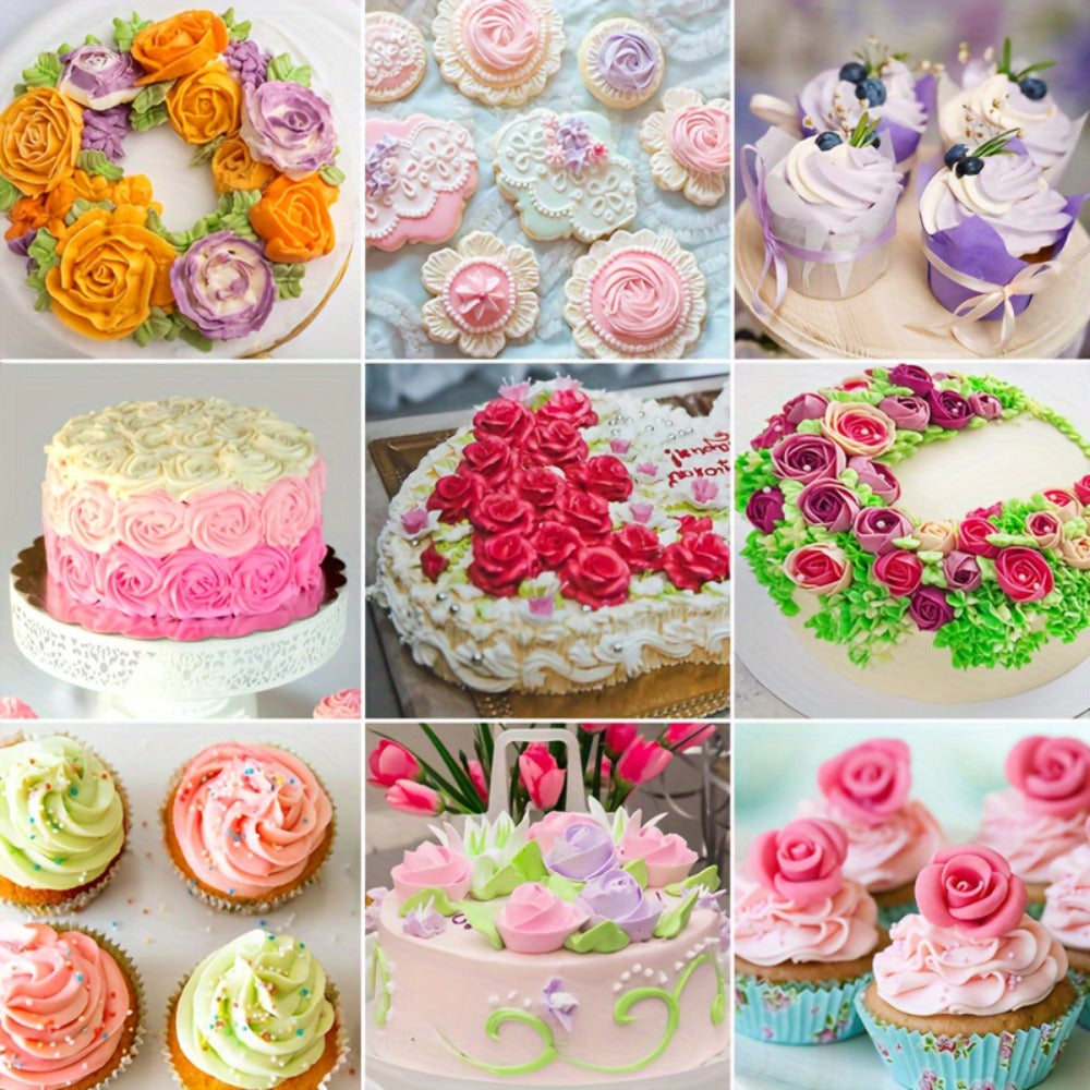 386 Pcs Cake Decorating Baking Set with Piping Nozzles & Frosting Tips, Complete Beginner Baking Tool Kit with Floral Nozzles