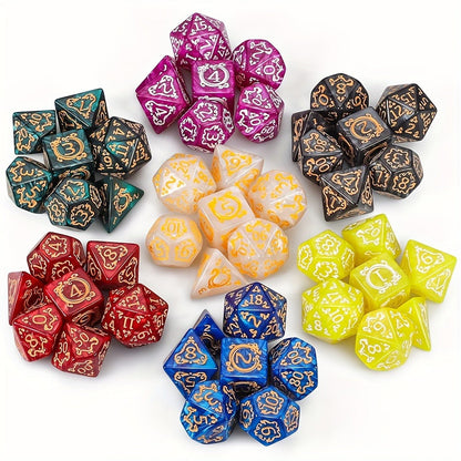 DnD Dice Set 49pcs Dragon Pattern Polyhedral Dice 7 Sets with Pouches with the Listed Color, Size or Set Options for Everyday Use
