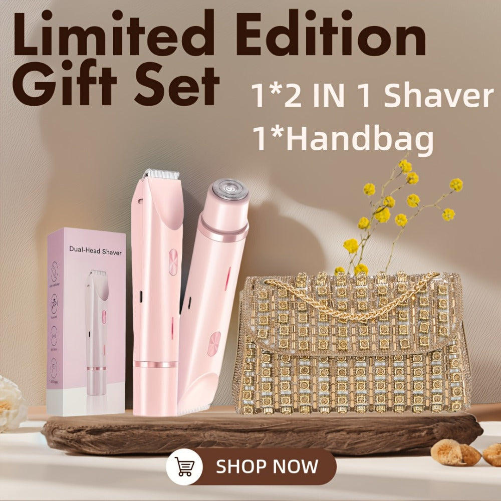 Electric Shaver & Bikini Trimmer for Women Dual Head USB Rechargeable – Multipurpose Face Body Hair Removal for Arms Legs Underarm