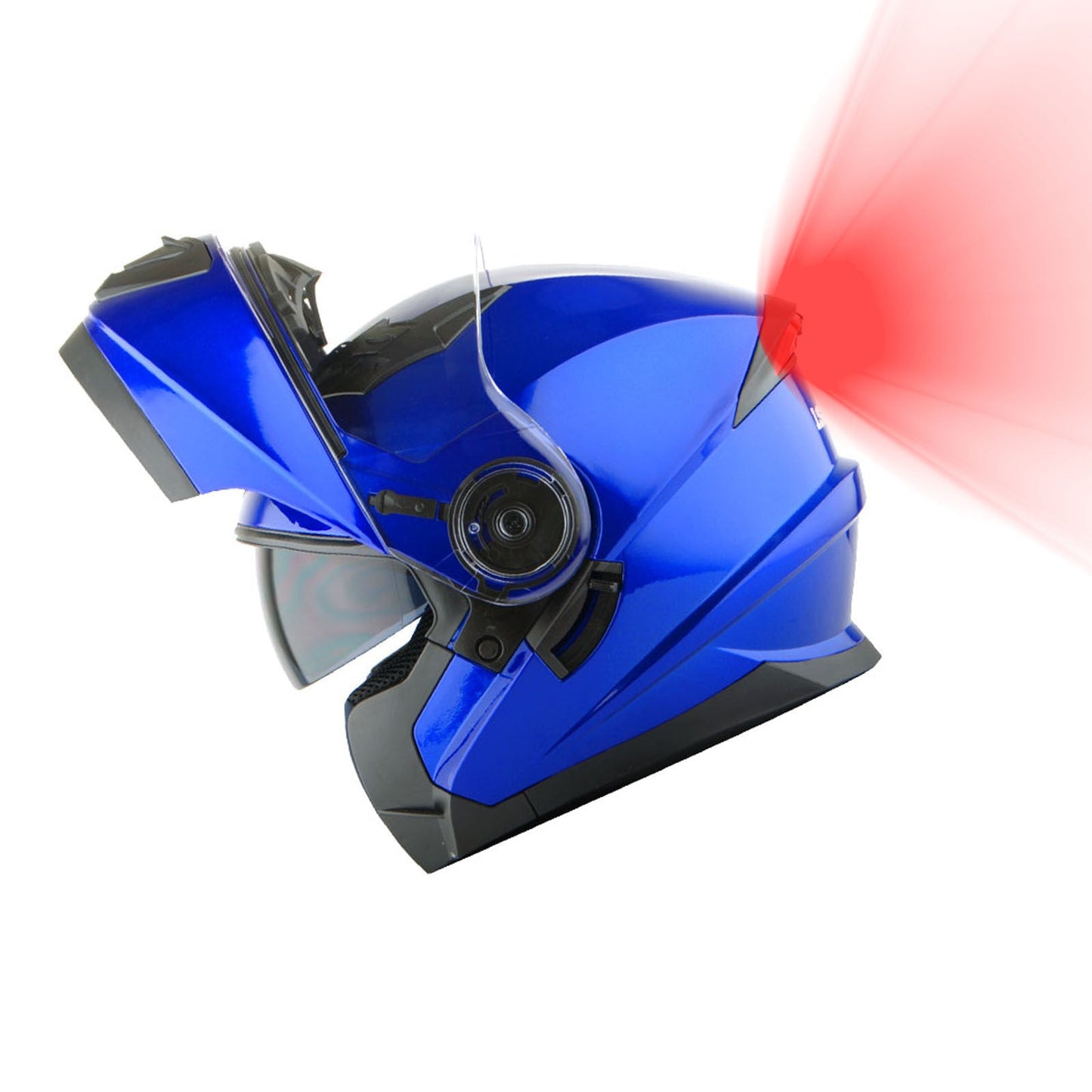 Motorcycle Helmet Modular Flip-Up Design with Dual Visors, Optional Three-Mode LED Tail Light and S-XL Sizes