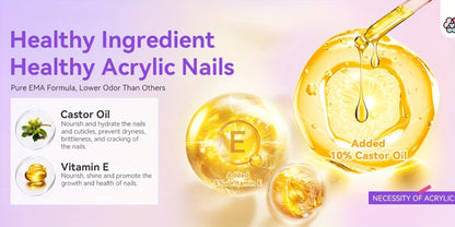 Odorless Acrylic Nail Liquid Monomer 8oz EMA Low Fume with Castor Oil & Vitamin E for Home and Salon Manicures