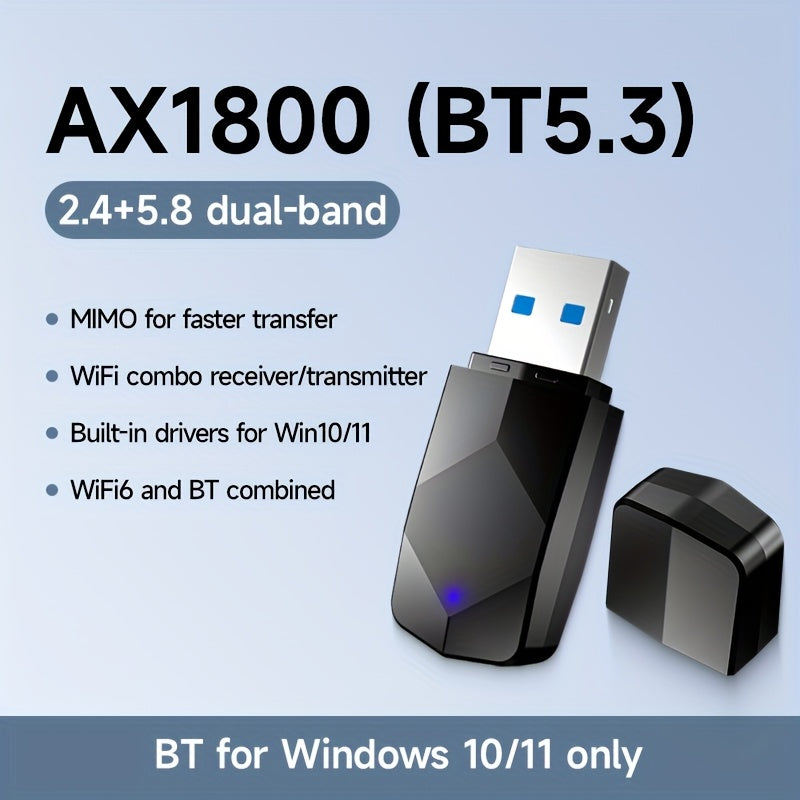 1800Mbps USB WiFi Adapter for PC Desktop Laptop with Dual 5dBi Antennas, 5GHz & 2.4GHz Dual Band Wireless Network Adapter