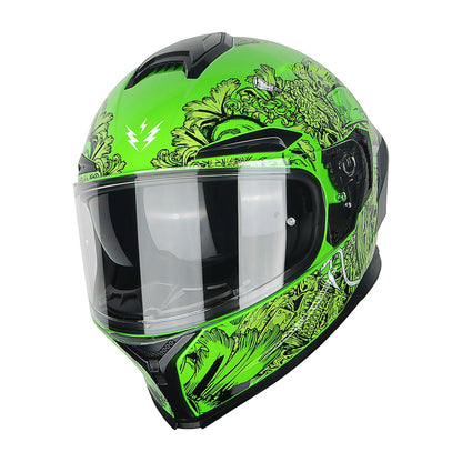 Motorcycle Helmet Full-Face Dual-Visor Shell with Clear Outer Shield, Smoked Inner Visor, Nine Colors and S-XL Sizes