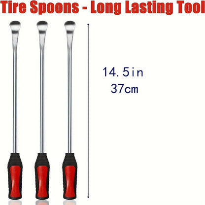Tire Spoon Iron Set Steel Tire Changing Tool Kit – Tire Lever, Rim Protector, Valve Cores & Stem TR414 for Dirt Bike Motorcycle Lawn Mower