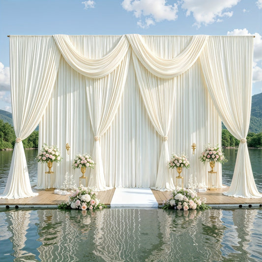 Photography Backdrop 4-Pack 5x10ft Polyester Spandex Background Cloth | Wrinkle-Resistant, Soft & Smooth with Pole Pockets | Wedding