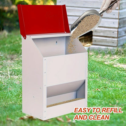 Chicken Feeder, Metal Galvanized Wall Mount Coop for Garden, Patio and Yard Use, with the Listed Configuration