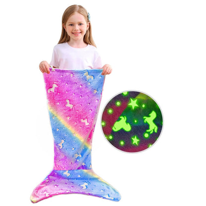 Mermaid Tail Sleeping Bag Blanket for Kids & Adults - Flannel 200GSM Anti-Kick Cozy Bed Cover