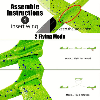 Foam Glider Airplane Toy for Kids, 17.5 Inch Large Throwing Foam Plane with 2 Flying Modes, 4 or 6 Pack
