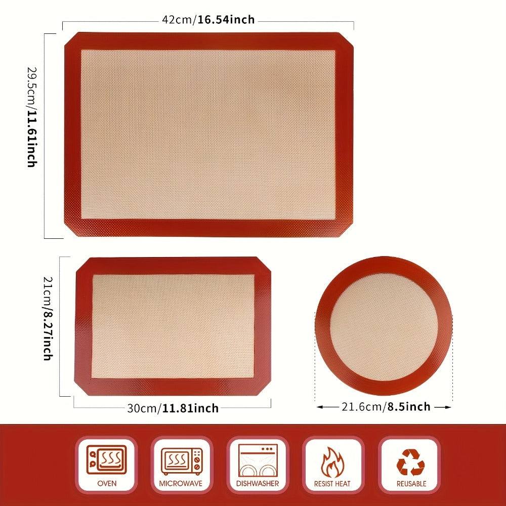 Silicone Baking Mat Set of 4 Nonstick Reusable Oven Liner Sheet for Cookies Macarons Bread for Entryways, Bedrooms and Living Spaces
