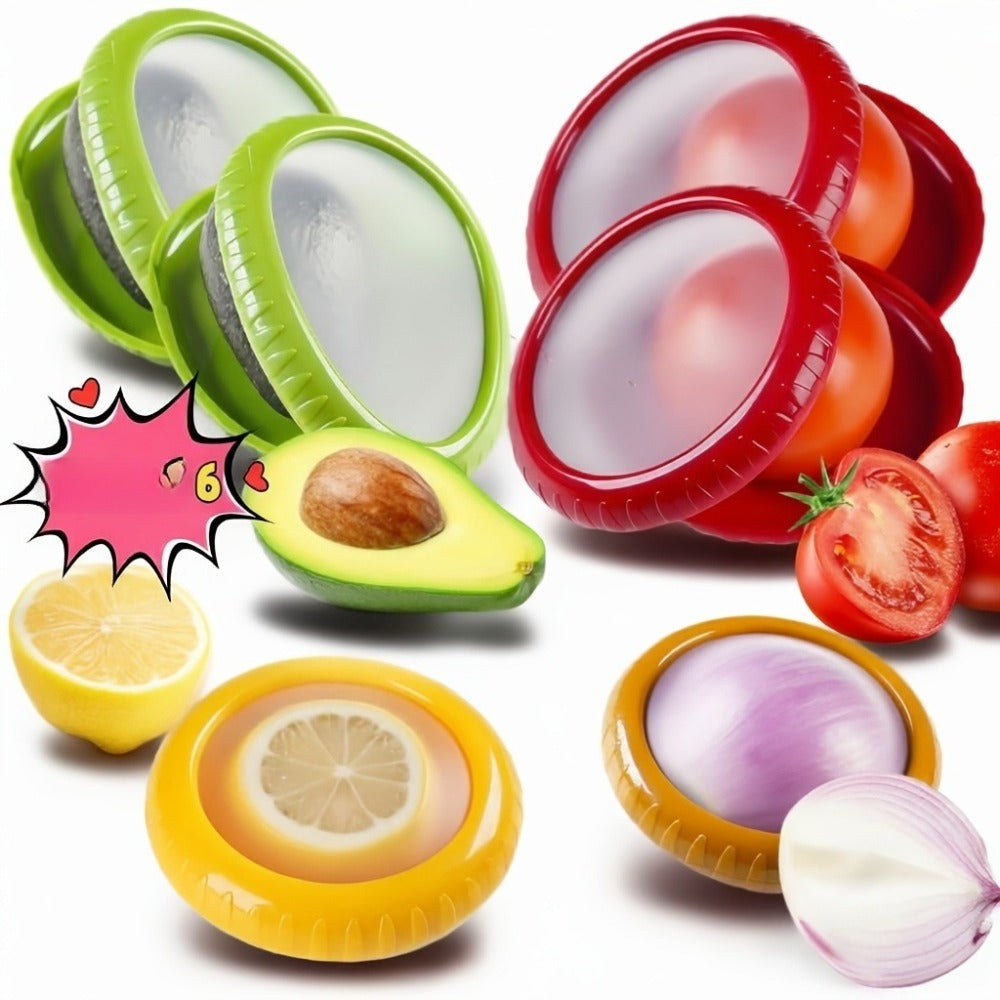 Food Storage Containers Six- or Eight-Piece Silicone Produce Saver Set for Refrigerator Organization