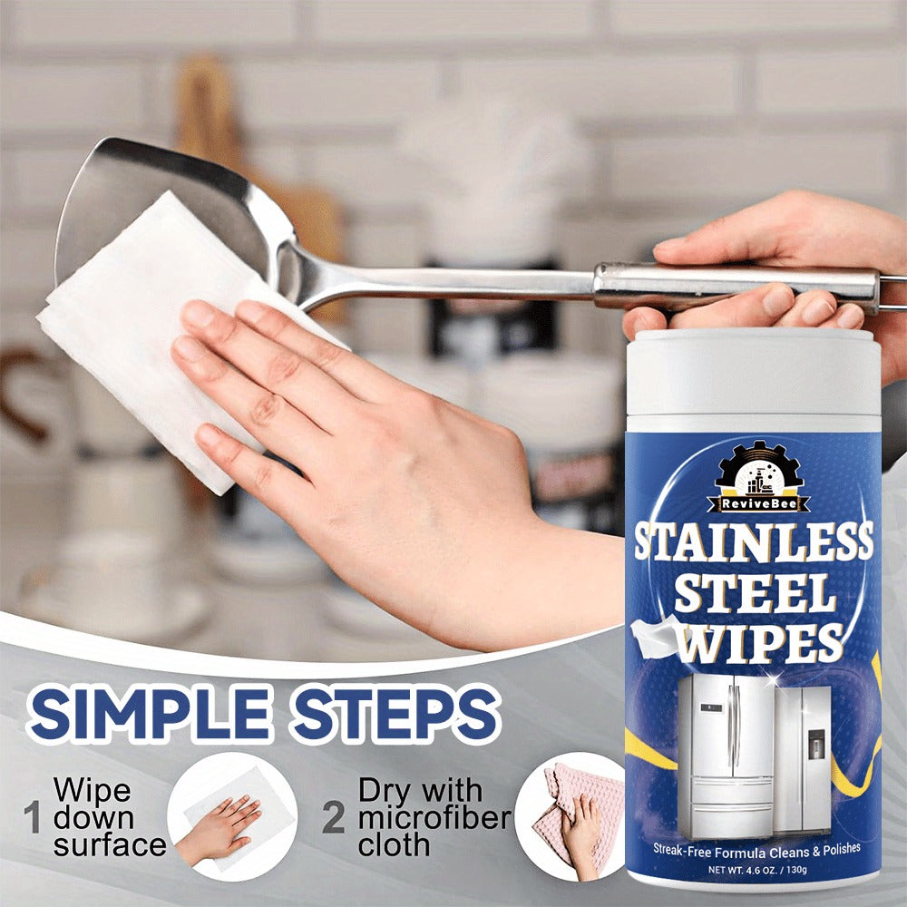 Stainless Steel Cleaning Wipes Kitchen 1 or 2 Barrel – Gentle Formula Safe for Hands, Quick Deep Cleaning of Stainless Steel Appliances