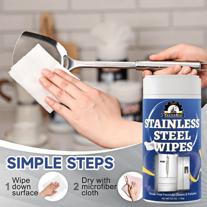 Stainless Steel Cleaning Wipes Kitchen 1 or 2 Barrel – Gentle Formula Safe for Hands, Quick Deep Cleaning of Stainless Steel Appliances