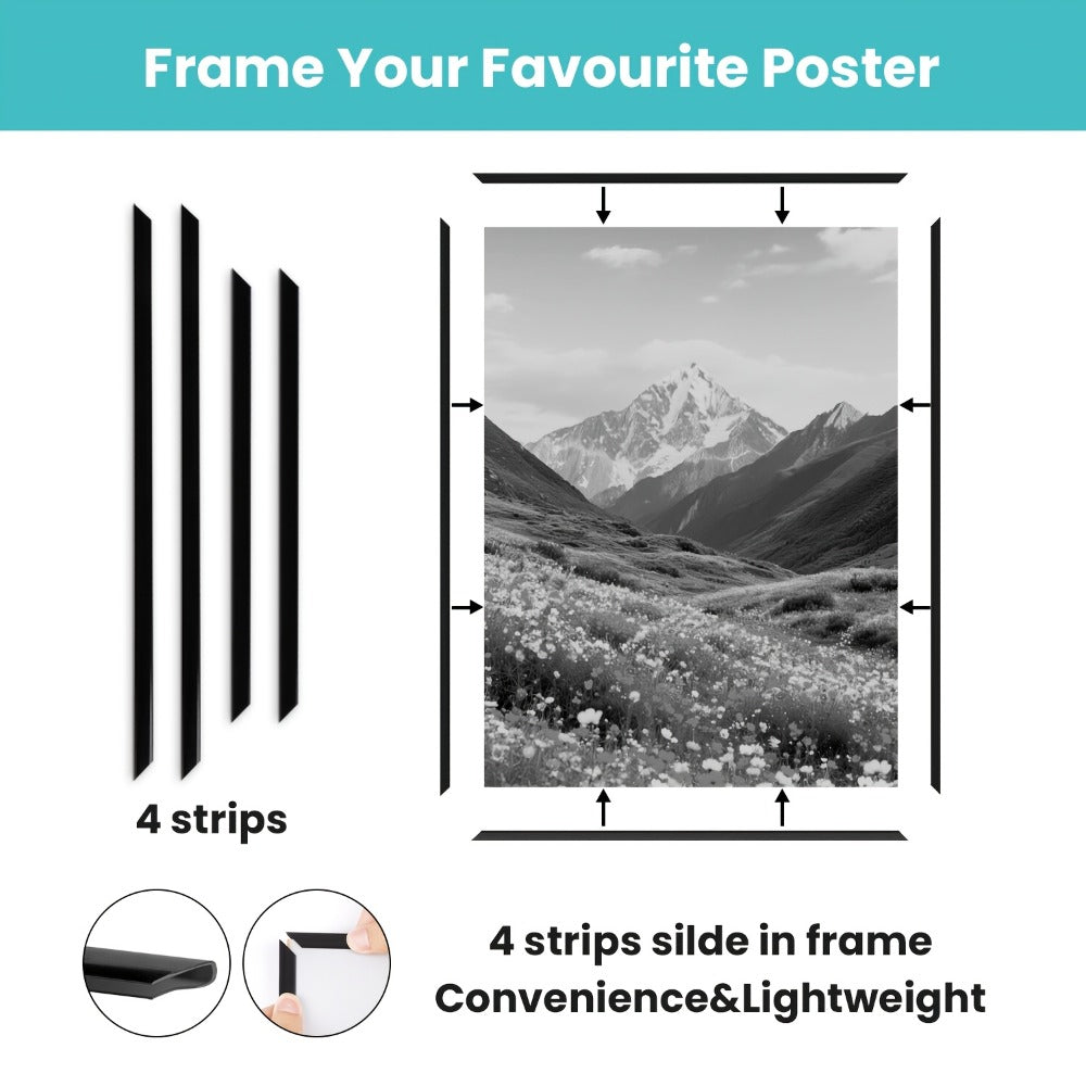 Three-Pack 24 x 36-Inch Slide-In Poster Frames in Black or Natural with Two Wall Orientations