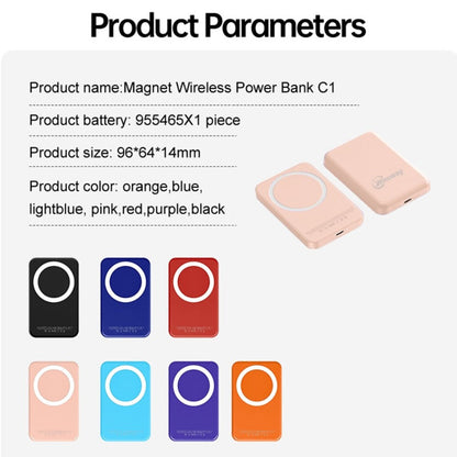 Power Bank Magnetic 5000mAh Mini with Wireless Charging, PD, QC3.0 and Eight Colors for Travel