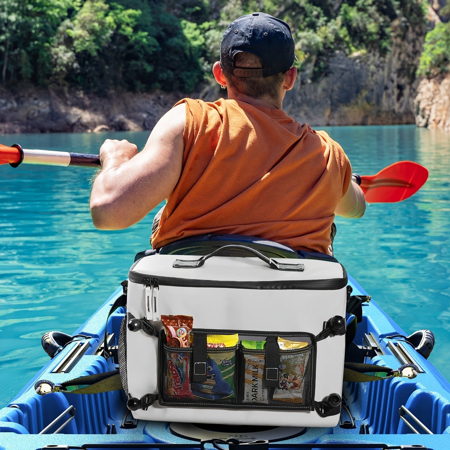 Kayak Cooler Bag with Lawn-Chair Style Seat Back – Insulated Portable Ice Chest for Kayaking, Boating, Beach, Camping & Travel
