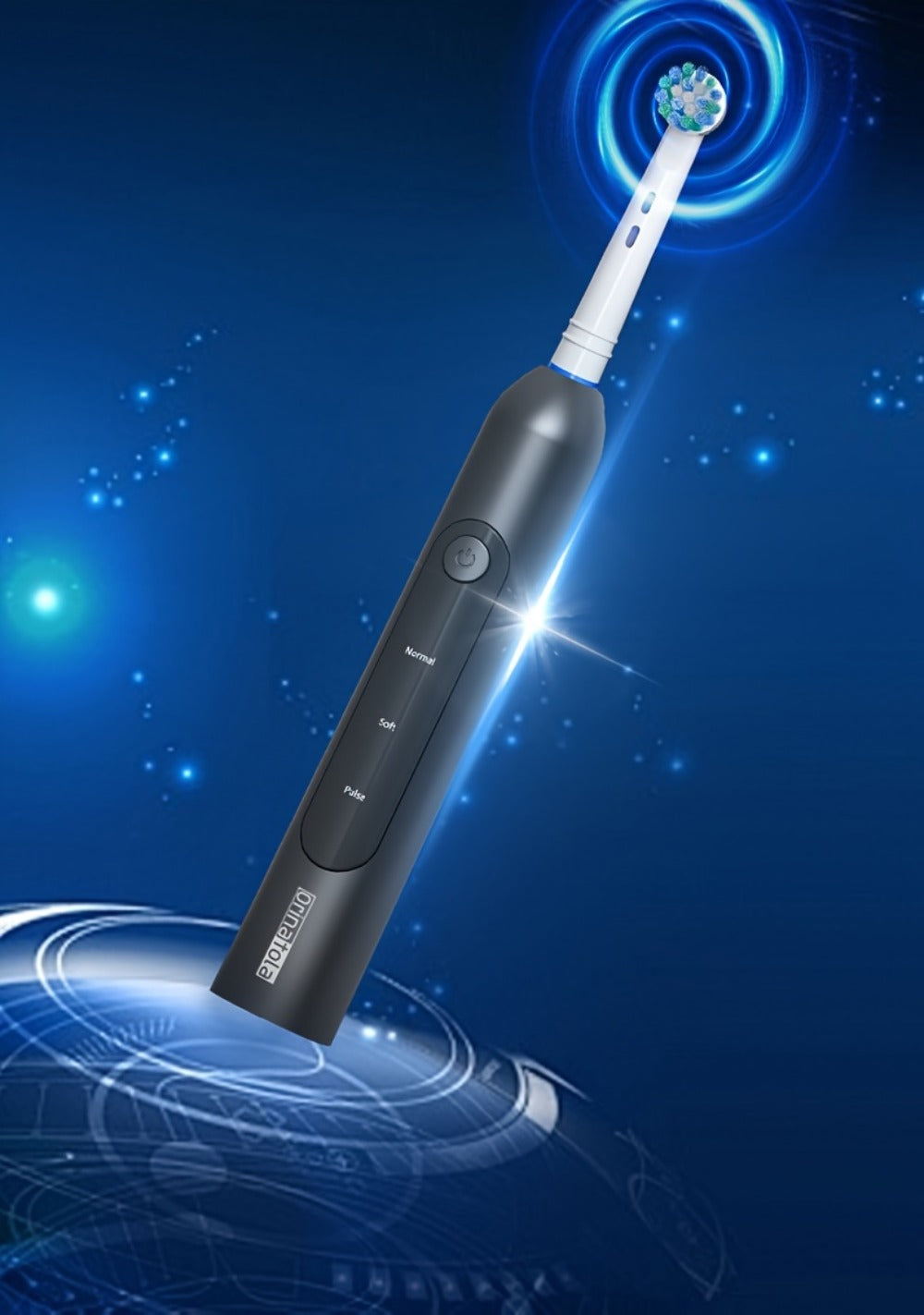 Electric Toothbrush with 3 Rotating Cleaning Modes – Induction Charging, 4 Replacement Brush Heads, Travel Case Included