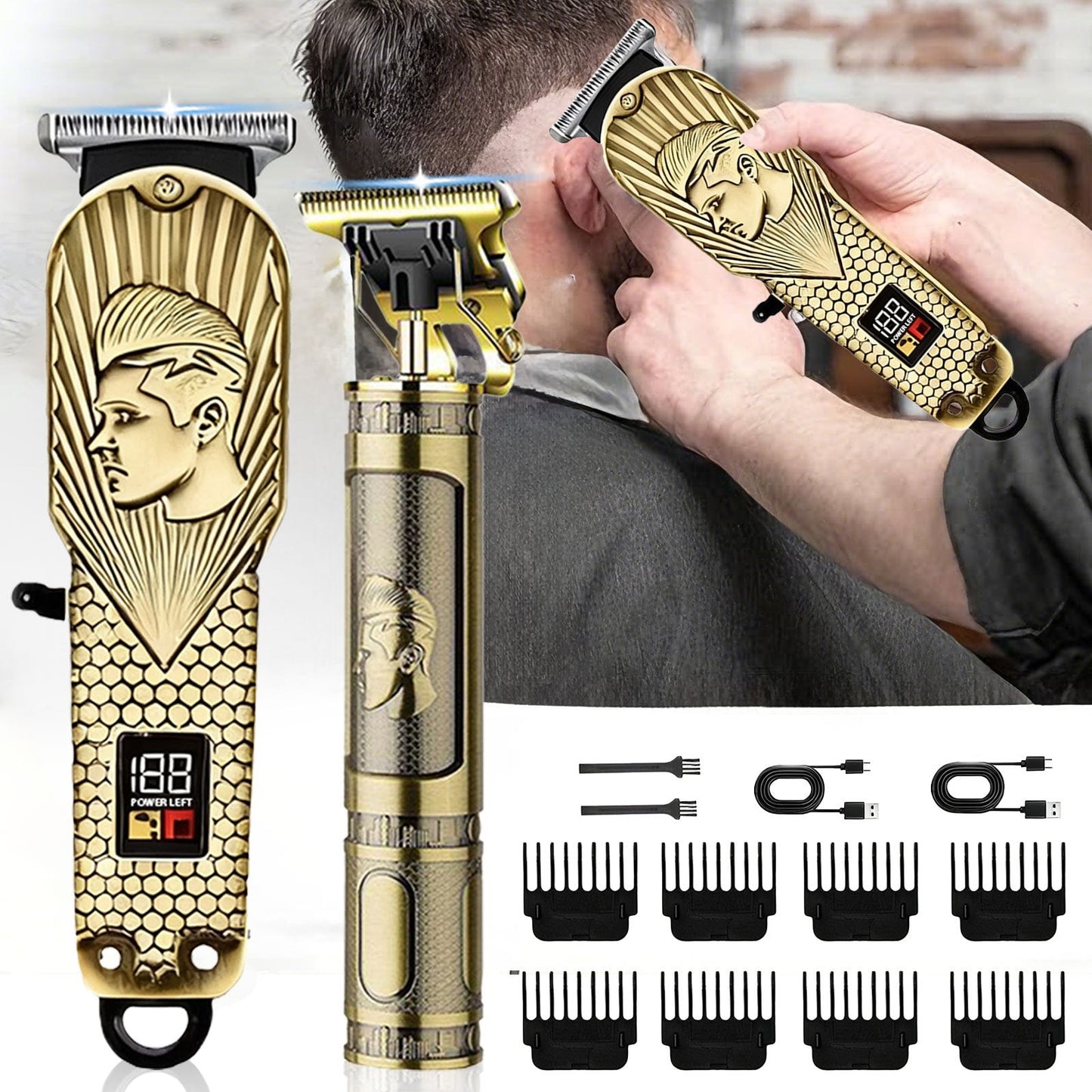 Men's Grooming Set 2 or 4 Piece - Cordless Electric Hair Clipper, T-Shaped Beard Trimmer, Nose Hair Trimmer & Electric Shaver