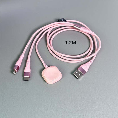 Nylon Braided 3-in-1 Magnetic Charging Cable 1.2M – iWatch Wireless Charger + Lightning Fast Charge + USB-C for iPhone 8–16 Android Samsung