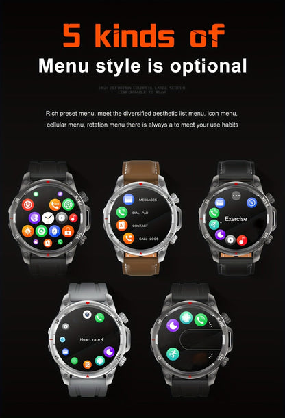 Smartwatch GPS NFC for Men – AI Voice Calling, 360×360 HD Screen, Built-in Compass, Motion Trajectory, Heart Rate Sleep Fitness