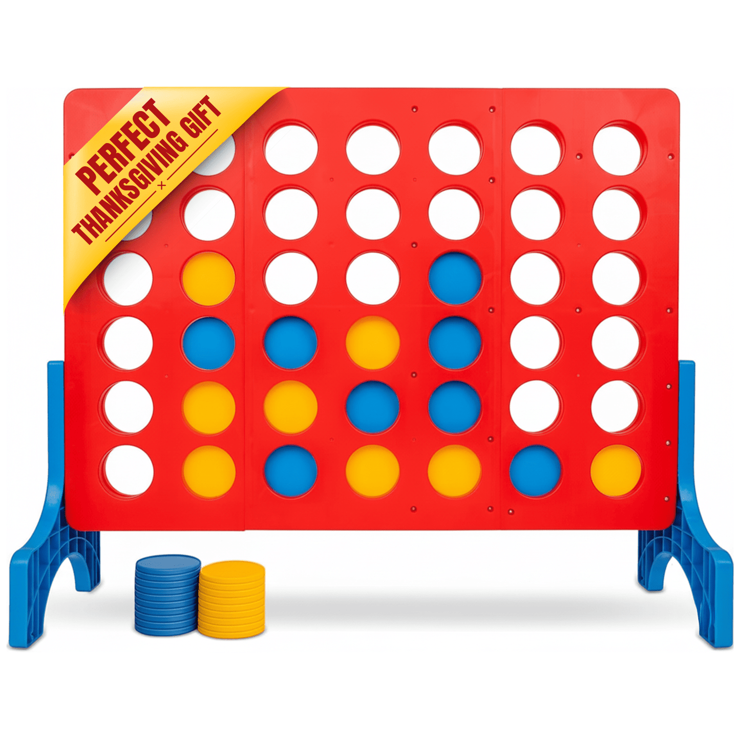 Giant Connect Four Game 1.8FT - Jumbo 4 in a Row Outdoor Lawn Game with 42 Discs & Storage Bag for Adults Kids Family