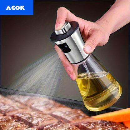 Oil Sprayer for Cooking Stainless Steel, Pressurized Glass Olive Oil Spray Bottle for Kitchen BBQ Grilling Baking Air Fryer