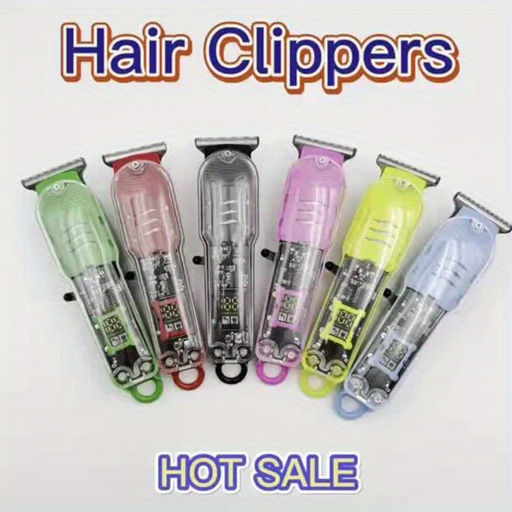 Hair Clippers & Trimmers Transparent LCD Kit with Full-Size Clipper, T-Blade Detailer, Foil Shaver and Type-C Charging