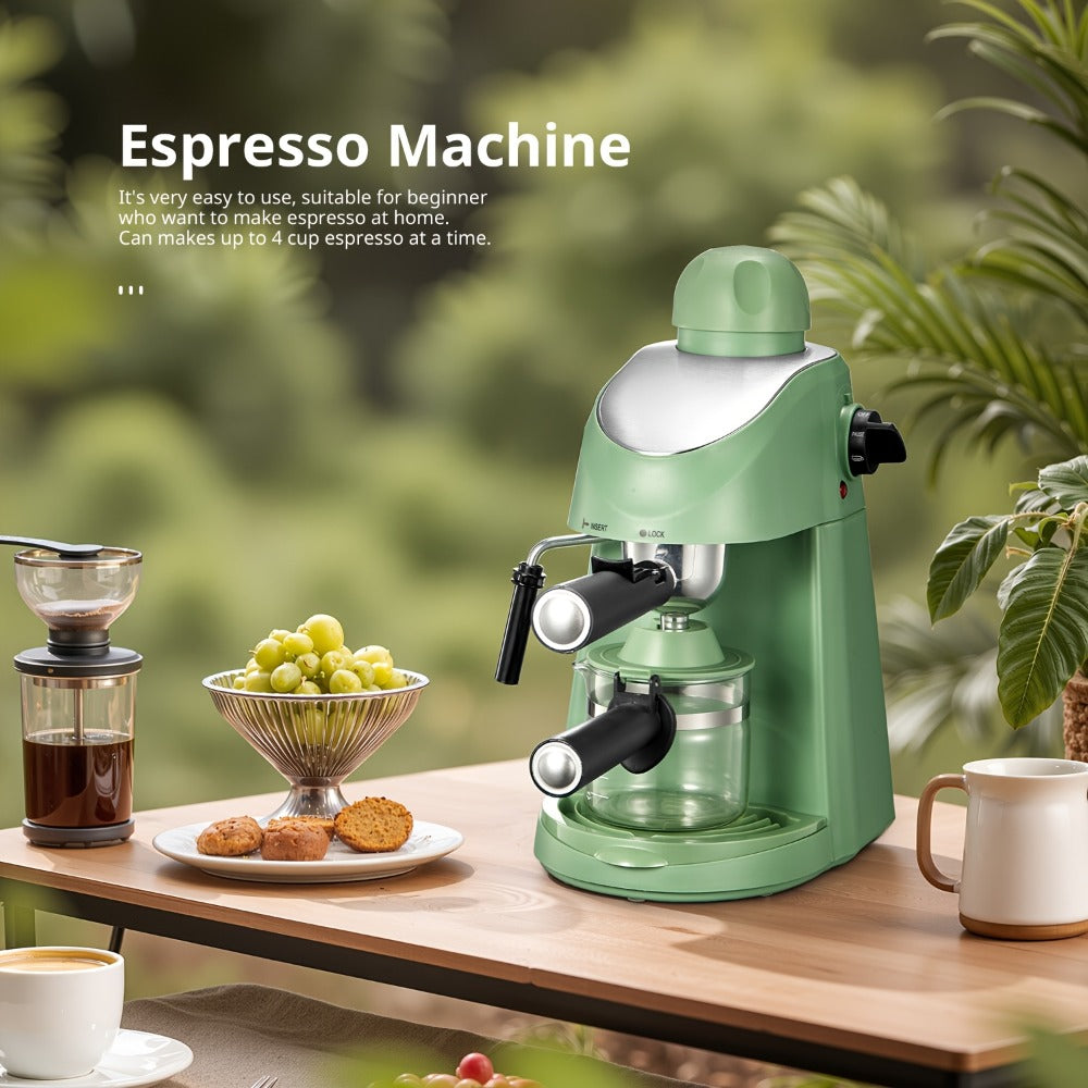 Espresso Machine 3.5Bar with Milk Frother Steam Wand Makes 4 Cups Cappuccino Latte Espresso for Entryways, Bedrooms and Living Spaces