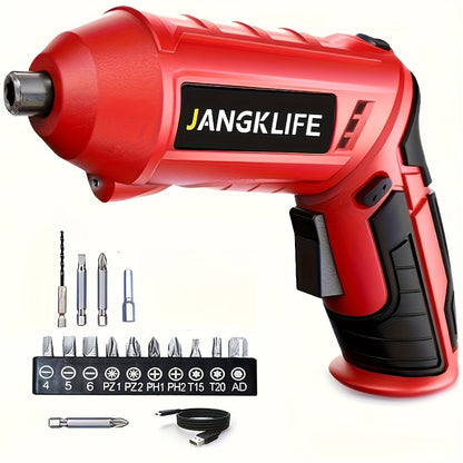 Electric Screwdriver Set 16pcs, 90° Rotatable Foldable Cordless Screwdriver Kit with 1200mAh Rechargeable Battery & Bits