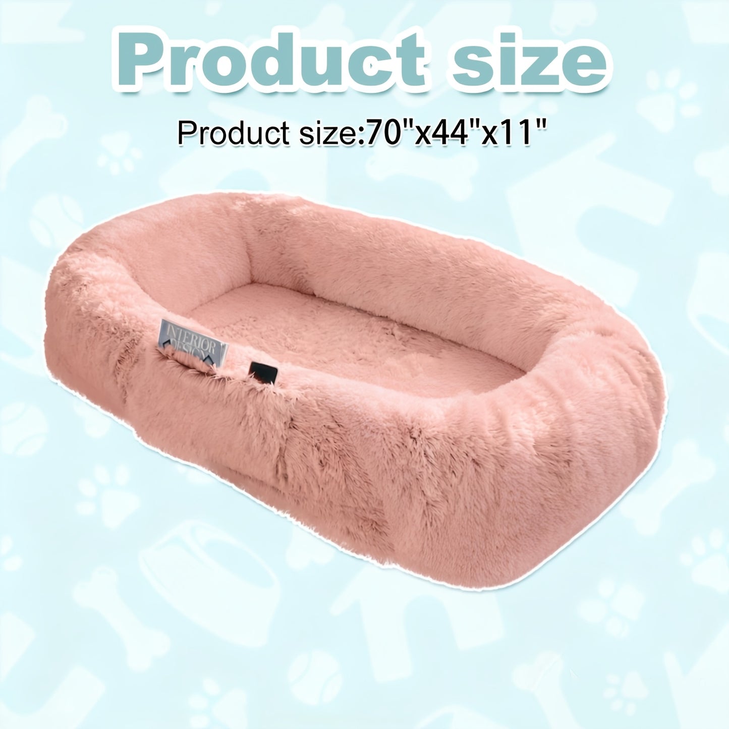 Human Dog Bed Extra Large – 70x44x11 Inch Washable Faux Fur Orthopedic Dog Bed for People & Pets, Non-Slip Giant Dog Bed with Removable