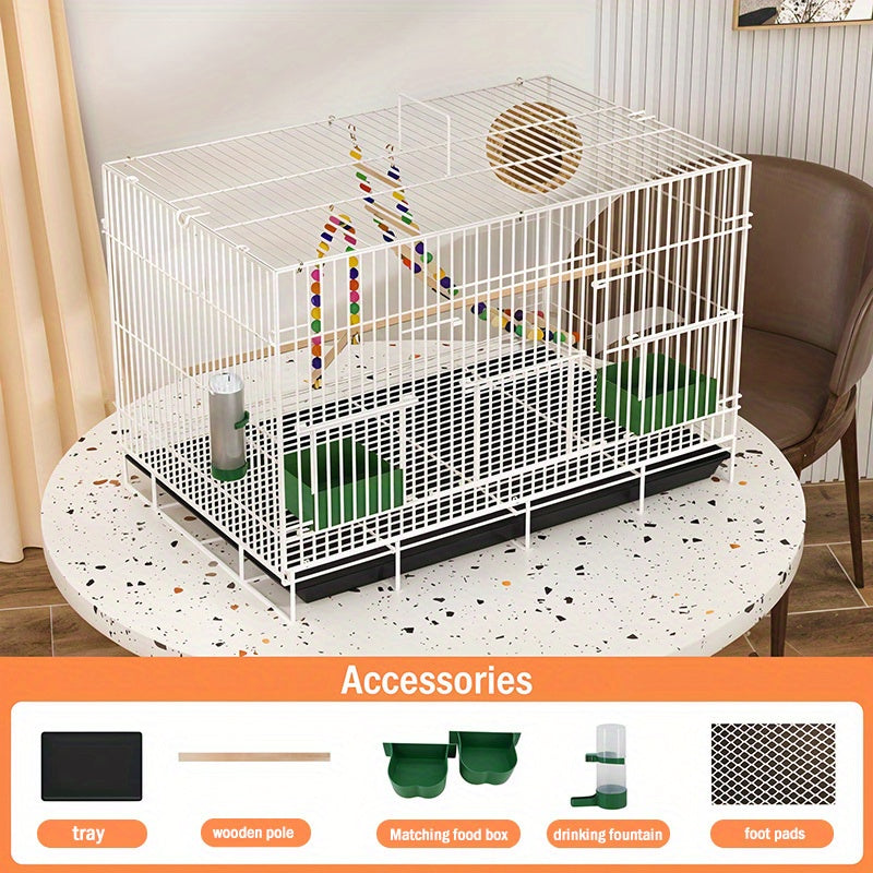 Bird Cage Large Foldable Metal – Escape-Proof Indoor Aviary for Pigeons Parrots & Small Birds with Perches