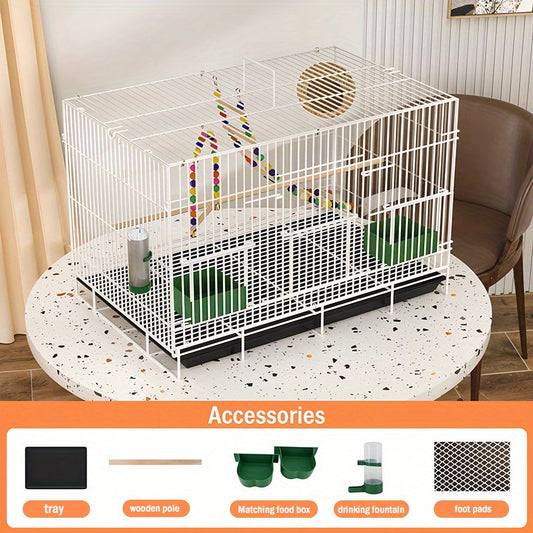 Bird Cage Large Foldable Metal – Escape-Proof Indoor Aviary for Pigeons Parrots & Small Birds with Perches