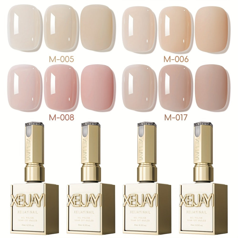 Gel Nail Polish 4-Piece Nude-Pink Frame-Bottle Set with Opaque Shades 05, 06, 08 and 17 for Manicures