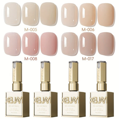 Gel Nail Polish 4-Piece Nude-Pink Frame-Bottle Set with Opaque Shades 05, 06, 08 and 17 for Manicures
