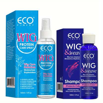 Wig Care Spray and Shampoo Set Anti-Frizz Deep Clean for Synthetic Human Hair & Braided Wigs
