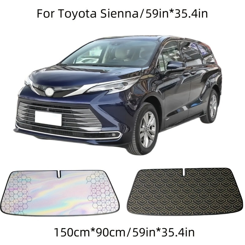 Laser Insulation Windshield Sunshade 5-Layer Thickened Front Window Heat Blocker Diamond Pattern Gold Black Fits All Vehicles Ford F150