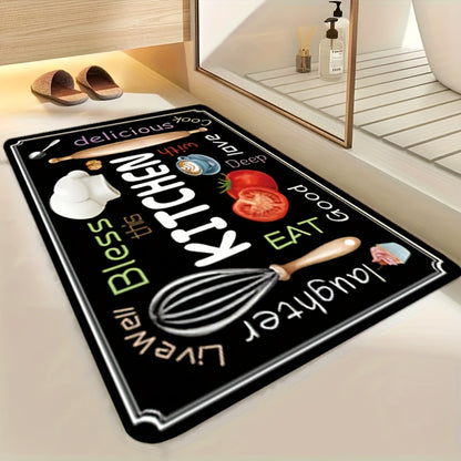 Diatomaceous Earth Kitchen Mat Set 2pcs – Non-Slip Soft Floor Mats for Kitchen Bathroom Bedroom Hallway, Dark Gray, Machine Washable