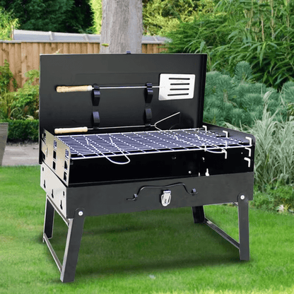 Portable Charcoal BBQ Grill Foldable – Lightweight Compact Outdoor Smoker Grill for Camping, Picnics, Hiking & Backyard Barbecue