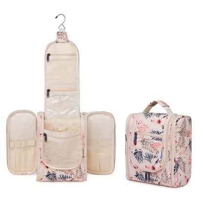 Toiletry Bag Hanging Large-Capacity Makeup Organizer with Hook, Multiple Compartments and 16 Print Options
