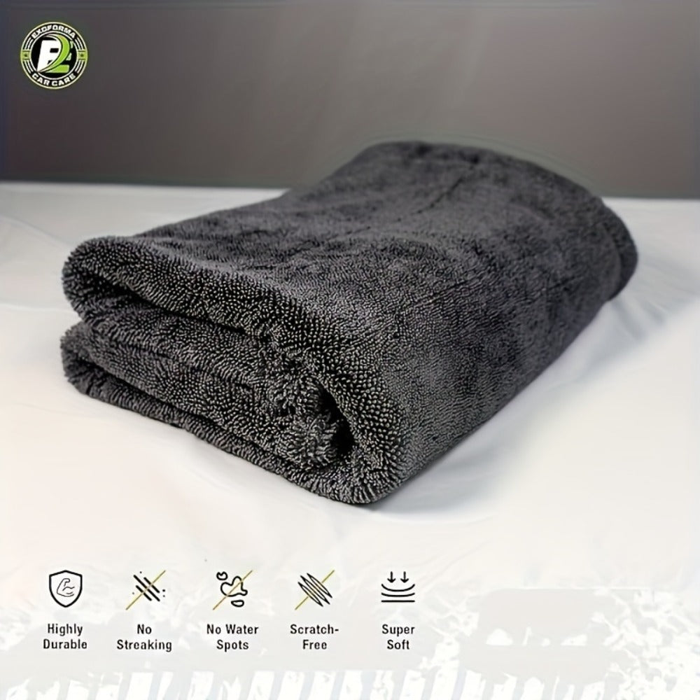 Microfiber Car Drying Towel 1300GSM – Edgeless Streak-Free Quick-Dry Detailing Towel, High Absorbency, XL Size 24x16" & 24x36" for Car