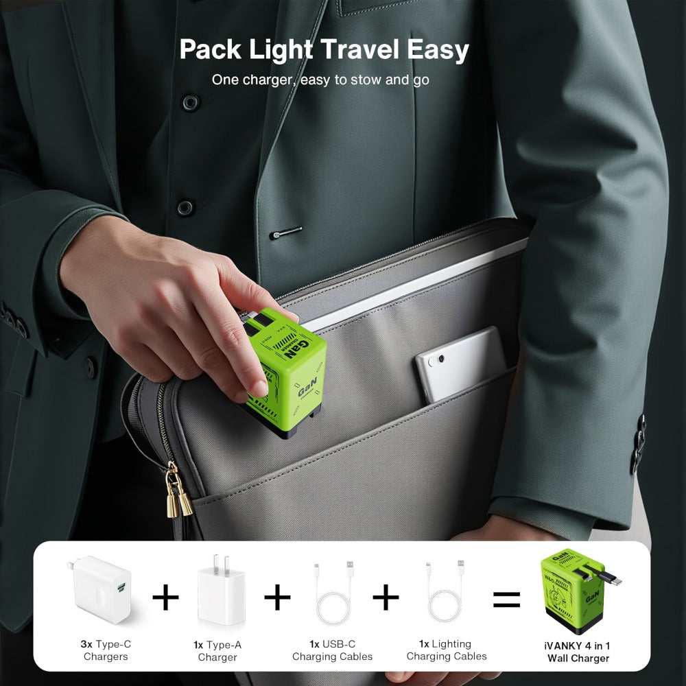 GaN Wall Charger 120W Fast with Retractable Built-In Cable & Foldable Plug for an Everyday Personal Care Routine