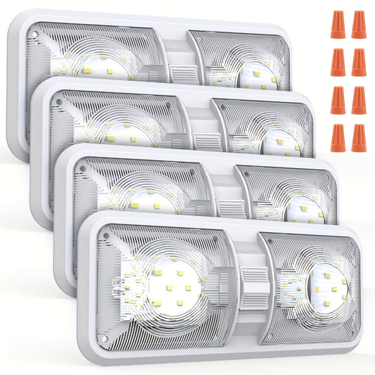 RV LED Interior Light 12V – 1000LM Dome Ceiling Light with Switch for Camper Trailer Boat Car, 8W Natural White (4 Pack)