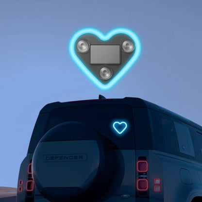 Car Interior Neon Heart Lights Solar USB Rechargeable 5 Lighting Modes Vibration-Sensing Auto On/Off Dashboard Decoration for Cars Trucks