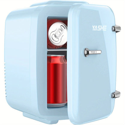 Mini Fridge 4 Liter 6 Cans - Thermoelectric Cooler and Warmer, 110V AC & 12V DC Portable Small Refrigerator for Bedroom