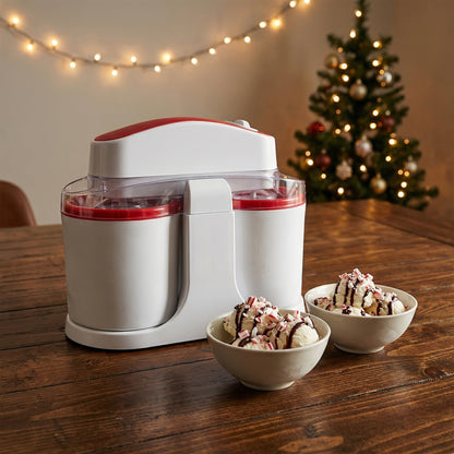Ice Cream Maker Machine Dual Cup Self-Freezing, Make 2 Flavors Homemade Ice Cream Sorbet Frozen Yogurt at Once