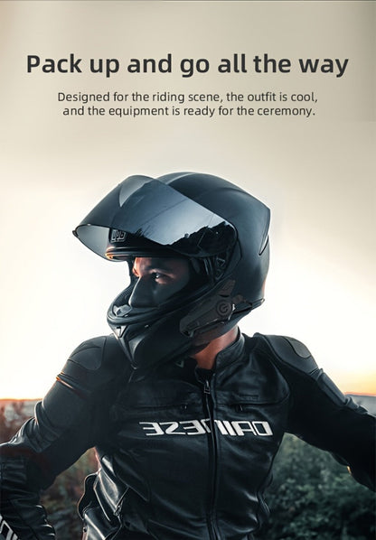 Motorcycle Helmet Bluetooth Intercom Headset – Wireless Real-Time 2-Rider Communication, Compatible with Full Face, 3/4 & Open Face Helmets