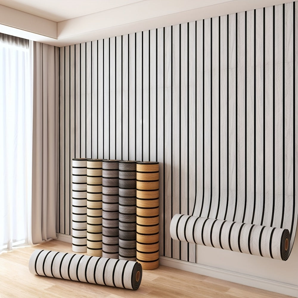 3D Wood Grain Wall Panels Self-Adhesive Peel and Stick Soundproof Grid Board Thick Matte, for Entryways, Bedrooms and Living Spaces