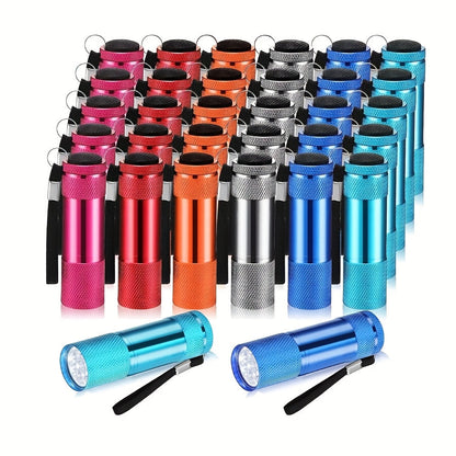 Flashlight 32-Piece Mini LED Bulk Set with Aluminum Bodies, Lanyards and Eight Color Assortments