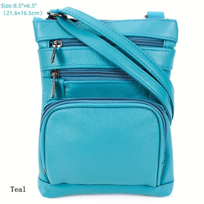 Genuine Leather Shoulder Bag for Women Men Soft First-Layer Cowhide Crossbody Bag Multi-Pocket Messenger Bag 3 Sizes Fits Smartphone Tablet
