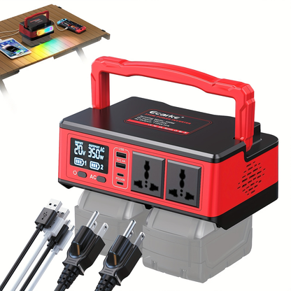 Battery Inverter for Dewalt 20V & 18V - 200W/350W/550W DC to AC 110V, USB, Type-C & AC Outlet, LED Work Light