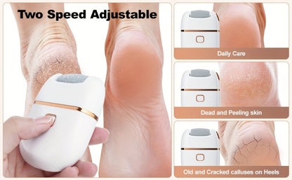 Electric Callus Remover Rechargeable Foot Grinder with 3 Replacement Heads 2 Speed Settings IPX5 Waterproof USB Charging Portable Pedicure